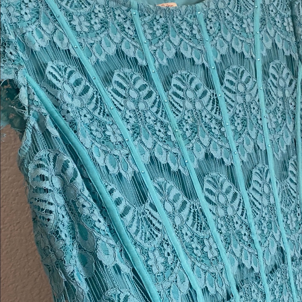 REBA Turquoise Lace Midi Dress - Picture 14 of 16